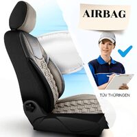 Set Huse Scaune Auto pentru Renault Twingo - Panda Berlin, bej - negru, 11 piese