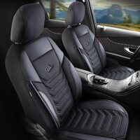 Set Huse Scaune Auto pentru Kia Rio - Panda Florida, negru gri, 11 piese