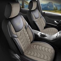 Set Huse Scaune Auto pentru Renault Twingo - Panda Berlin, bej - negru, 11 piese