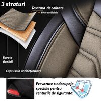 Set Huse Scaune Auto pentru Renault Twingo - Panda Berlin, bej - negru, 11 piese