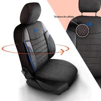 Set Huse Scaune Auto pentru Skoda Octavia 3 - Panda Elegant, Negru cu cusatura Albastra, 11 piese