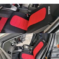 Set Huse Scaune Auto pentru Dacia Logan - Sparco Ergo Sport, negru - rosu, 9 bucati