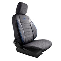 Set Huse Scaune Auto pentru Skoda Octavia 3 - Panda Elegant, Negru cu cusatura Albastra, 11 piese