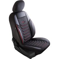 Set Huse Scaune Auto pentru Fiat Uno - Panda Florida, negru cu cusatura rosie, 11 piese