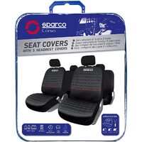 Set Huse Scaune Auto pentru Peugeot 307 - Sparco Lazio, negru -rosu, 11 bucati