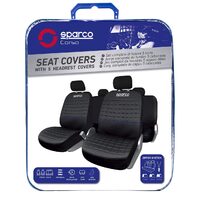 Set Huse Scaune Auto pentru Opel Corsa B - Sparco Lazio, negru - albastru, 11 bucati