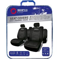 Set Huse Scaune Auto pentru Skoda Octavia 1 - Sparco Sport, negru, 9 bucati