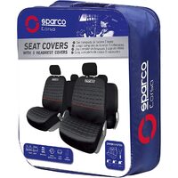 Set Huse Scaune Auto pentru Peugeot 307 - Sparco Lazio, negru -rosu, 11 bucati