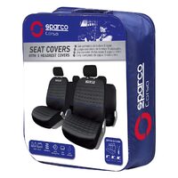 Set Huse Scaune Auto pentru Opel Corsa B - Sparco Lazio, negru - albastru, 11 bucati