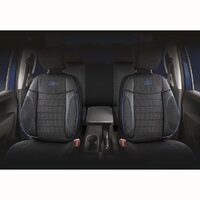 Set Huse Scaune Auto pentru Skoda Octavia 3 - Panda Elegant, Negru cu cusatura Albastra, 11 piese