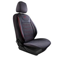 Set Huse Scaune Auto pentru Dacia Solenza - Panda Prestige, negru cu cusatura rosie, 11 piese