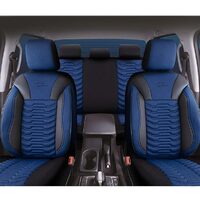 Set Huse Scaune Auto pentru BMW X3 - Panda Paris, Albastru-Negru, 11 piese