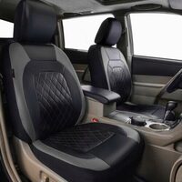 Set Huse Scaune Auto pentru Audi A1 - RoGroup Roma, piele ecologica, cu fermoare pentru bancheta rabatabila, gri cu negru, 9 piese