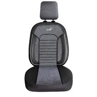 Set Huse Scaune Auto pentru Citroen C4 - Panda Belek, material textil cu piele ecologica, cu fermoare pentru bancheta rabatabila, gri cu negru, 11 piese
