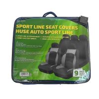 Set Huse Scaune Auto pentru Alfa Romeo 156 - RoGroup Sport Line Gri, cu fermoare pentru bancheta rabatabila, 9 bucati