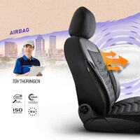 Set Huse Scaune Auto pentru Kia Rio - Panda Florida, negru gri, 11 piese