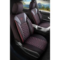 Set Huse Scaune Auto pentru Fiat Panda - Panda Paris, Negru cu cusatura rosie, 11 piese