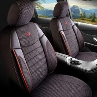 Set Huse Scaune Auto pentru Mercedes A-Class  - Panda Elegant, Negru-Gri cu cusatura rosie, 11 piese