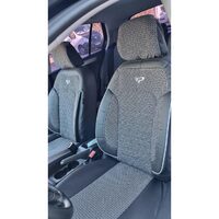 Set Huse Scaune Auto pentru Mazda CX-6 - Panda Belek, material textil cu piele ecologica, cu fermoare pentru bancheta rabatabila, gri inchis cu negru, 11 piese