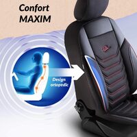 Set Huse Scaune Auto pentru Fiat Uno - Panda Florida, negru cu cusatura rosie, 11 piese