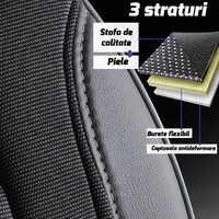 Set Huse Scaune Auto pentru Kia Rio - Panda Florida, negru gri, 11 piese