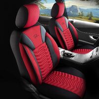 Set Huse Scaune Auto pentru Volvo V40 - Panda Paris, Rosu Negru, 11 piese