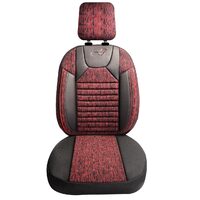 Set Huse Scaune Auto pentru Opel Mokka - Panda PSC02, material textil cu piele ecologica, cu fermoare pentru bancheta rabatabila, visiniu cu negru, 11 piese