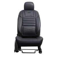 Set Huse Scaune Auto pentru Ssangyong Rexton - Deluxe Boss, piele ecologica, negru, 11 piese