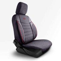 Set Huse Scaune Auto pentru Mercedes A-Class  - Panda Elegant, Negru-Gri cu cusatura rosie, 11 piese