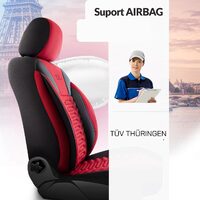 Set Huse Scaune Auto pentru Volvo V40 - Panda Paris, Rosu Negru, 11 piese