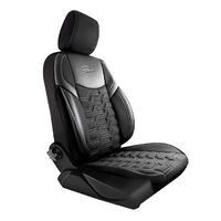Set Huse Scaune Auto pentru Citroen C1 - Panda Berlin, negru cu cusatura gri, 11 piese
