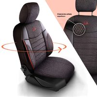 Set Huse Scaune Auto pentru Mercedes A-Class  - Panda Elegant, Negru-Gri cu cusatura rosie, 11 piese