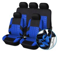 Set Huse Scaune Auto pentru Audi A7 - RoGroup Mesh, cu fermoare pentru bancheta rabatabila, negru si albastru, 9 piese