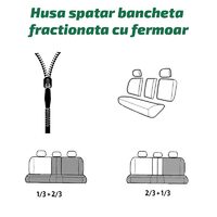 Set Huse Scaune Auto pentru Ssangyong Tivoli - Luxury Negru Crem, cu fermoare pentru bancheta rabatabila, 9 piese