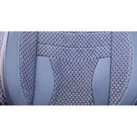 Set Huse Scaune Auto pentru Renault Laguna - DeluxeBoss, stofa cu piele ecologica, pt bancheta rabatabila fractionata, negru cu gri, 11 piese