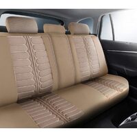 Set Huse Scaune Auto pentru Dacia Lodgy - Panda Londra, cu fermoare pentru bancheta rabatabila, bej, 11 piese