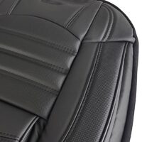 Set Huse Scaune Auto pentru Ssangyong Rexton - Deluxe Boss, piele ecologica, negru, 11 piese
