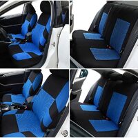Set Huse Scaune Auto pentru Audi A7 - RoGroup Mesh, cu fermoare pentru bancheta rabatabila, negru si albastru, 9 piese
