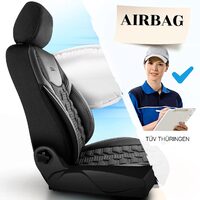Set Huse Scaune Auto pentru Citroen C1 - Panda Berlin, negru cu cusatura gri, 11 piese