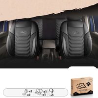 Set Huse Scaune Auto pentru Kia Rio - Panda Florida, negru gri, 11 piese