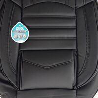 Set Huse Scaune Auto pentru Ssangyong Rexton - Deluxe Boss, piele ecologica, negru, 11 piese