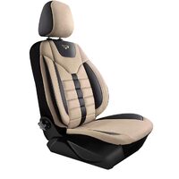 Set Huse Scaune Auto pentru Mercedes-Benz B-Class - Panda Toronto, tip Alcantara, cu fermoare pentru bancheta rabatabila, bej cu negru, 11 piese