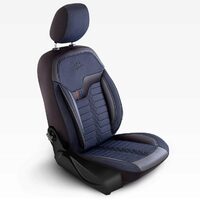 Set Huse Scaune Auto pentru Peugeot 308 - Panda Londra, cu fermoare pentru bancheta rabatabila, albastru - negru , 11 piese