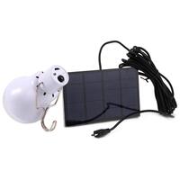  Bec LED cu Panou Solar, Portabil, 1.5W, 3.7V, Cablu 3.5 m, 130 Lumeni, Alb