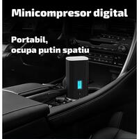 Mini compresor auto cu acumulator si lanterna, afisaj digital, 10 Bar