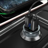 Incarcator auto Siegbert, Quick Charge, corp aliaj aluminiu, indicator LED, universal 