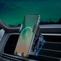 Suport telefon auto Siegbert cu incarcare wireless, fixare in grila de ventilatie