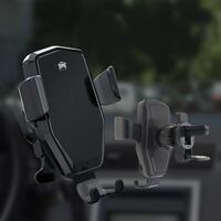 Suport telefon auto Siegbert cu incarcare wireless, fixare in grila de ventilatie