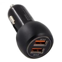 Incarcator auto Dual USB QC 3.0, 2 x 3A, incarcare rapida Fast Charging, design compact, negru