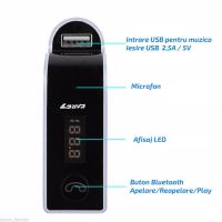 Modulator FM Handsfree Bluetooth Siegbert CARG7, USB, card SD, culoare silver
